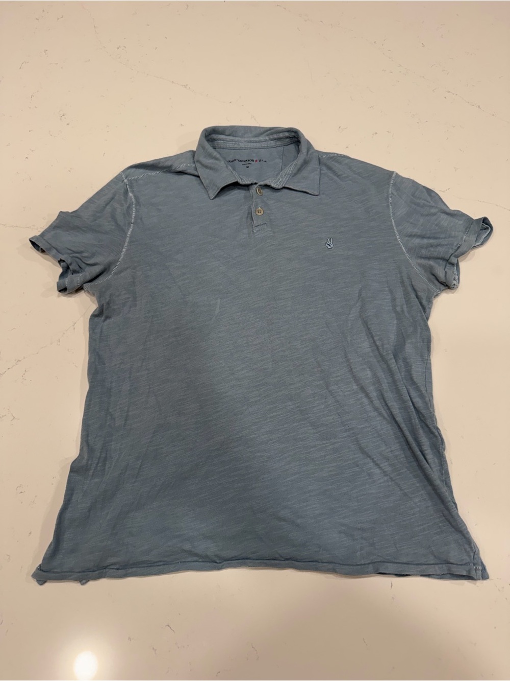 John Varvatos Men's Washed Light Blue Peace Polo - Medium